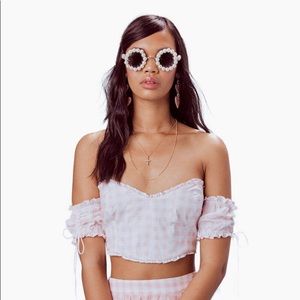 For Love and Lemons Dixie Ruffled Crop Top